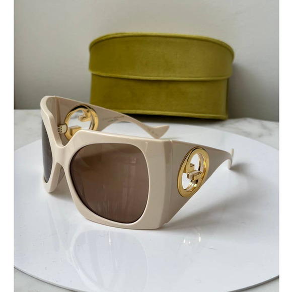 FINAL SALE NEW Gucci GG1255S Mask Ivory Sunglasses $655